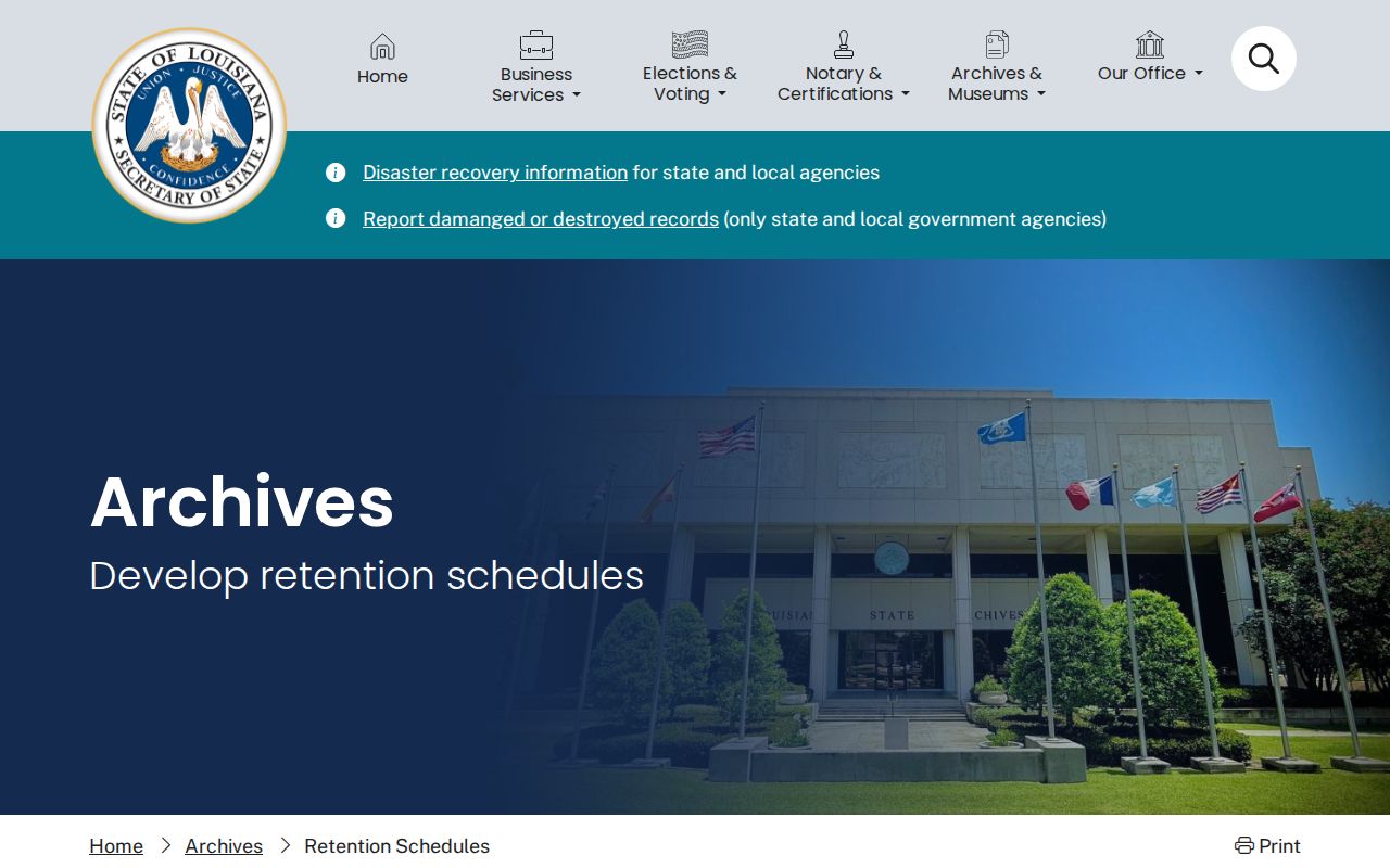 Louisiana retention schedules for Jefferson Davis Parish arrest records